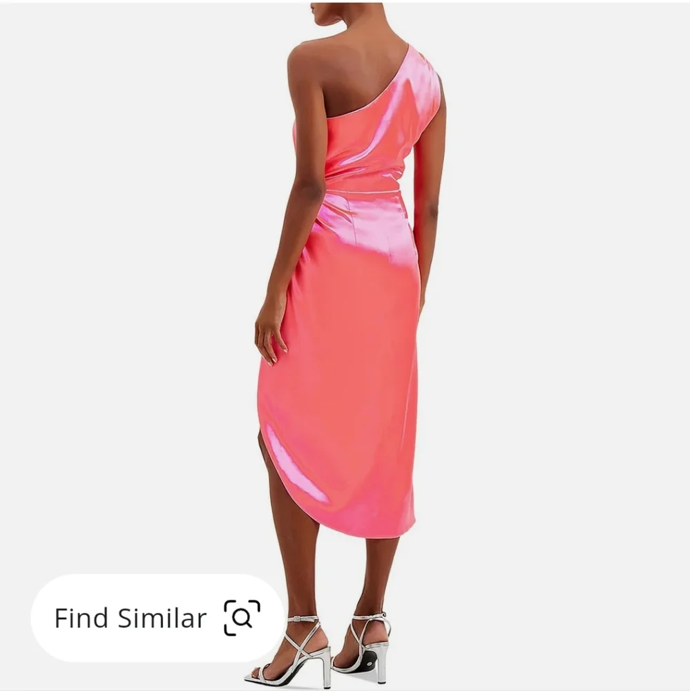 NWT French Connection Womens Satin Adaline Midi Cocktail Party Dress Pink Size 4 - Picture 2 of 9